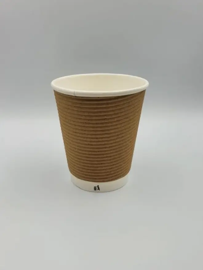 Popieriniai puodeliai – stiklinės, horizontaliai gofruoti, trisieniai “Forte Mocha H”, 240 ml (100 vnt pakuotė)