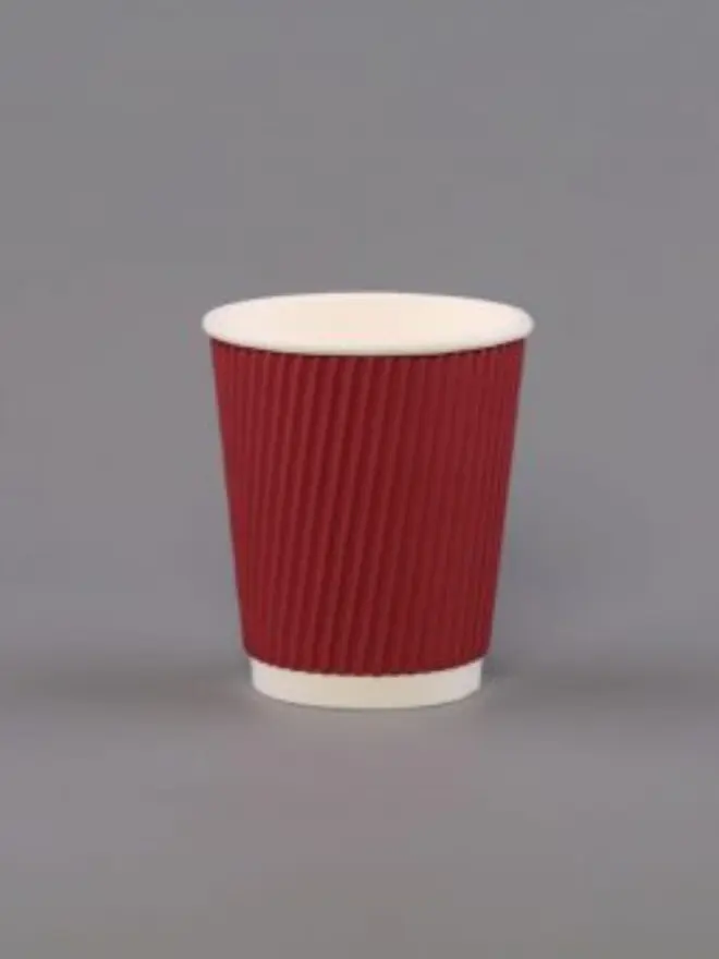 Vienkartiniai dvisieniai puodeliai „Forte Nero” 240ml (50 vnt pakuotė) raudoni