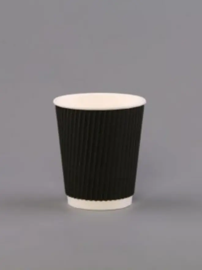 Vienkartiniai dvisieniai puodeliai „Forte Nero” 240ml (50 vnt pakuotė) juodi
