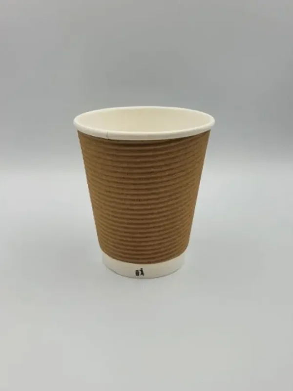 Popieriniai puodeliai – stiklinės, horizontaliai gofruoti, trisieniai “Forte Mocha H”, 240 ml (100 vnt pakuotė) - Image 3