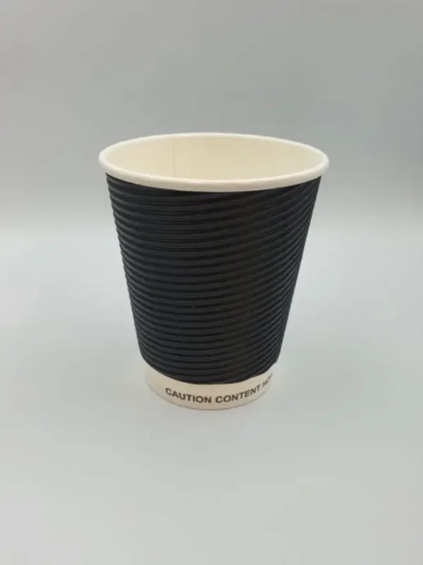 Popieriniai puodeliai – stiklinės, horizontaliai gofruoti, trisieniai “Forte Mocha H”, 240 ml (100 vnt pakuotė)