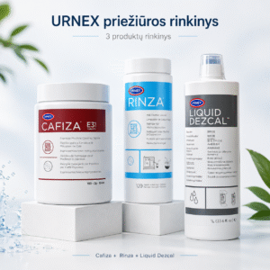 URNEX priežiūros rinkinys – 3 produktų komplektas kavos aparatui